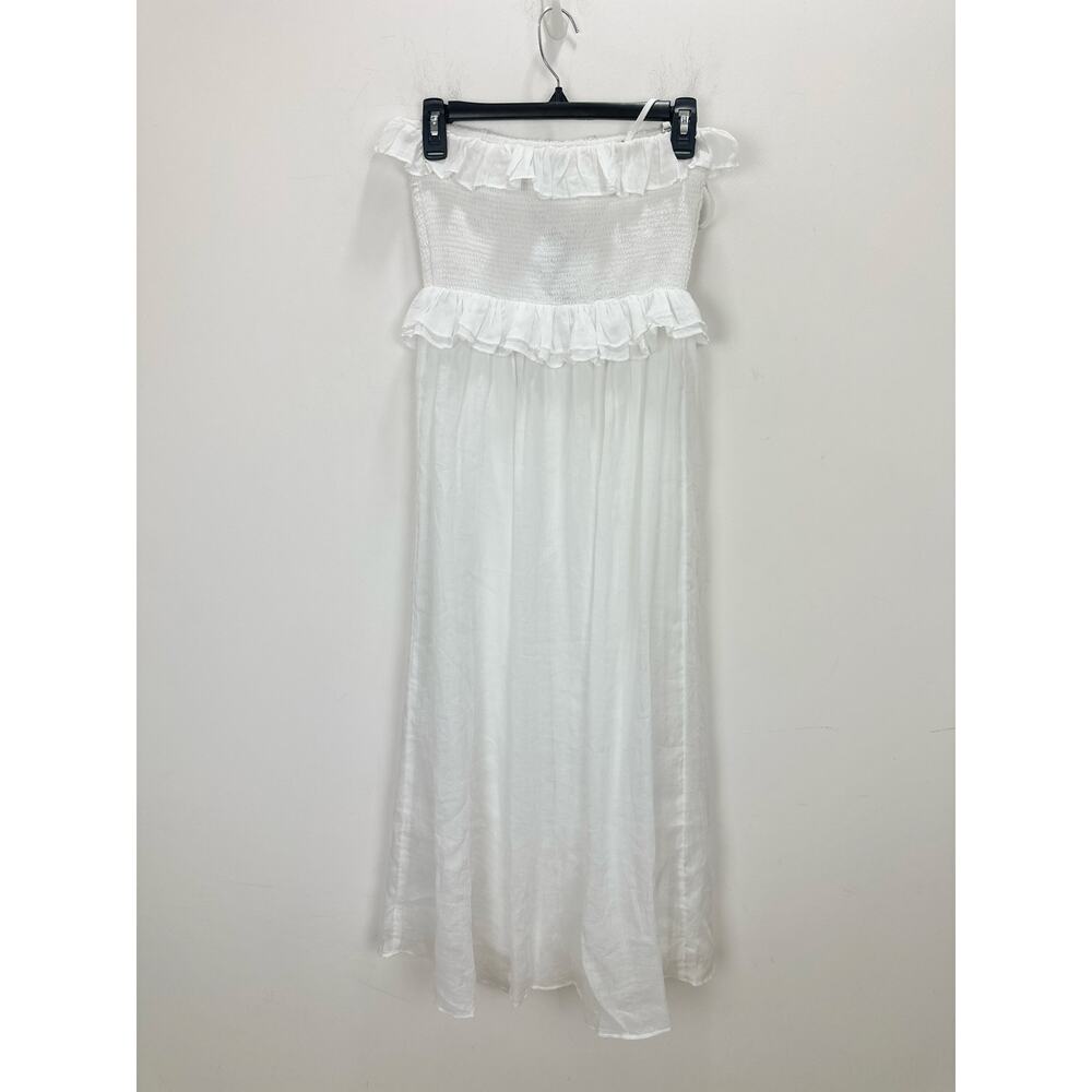 J.Crew Ravenna Dress Ramie Ruffle Lightweight Smocked Midi White XS NWT - Picture 5 of 12